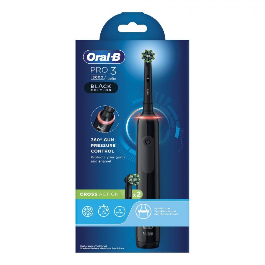 ORAL-B PRO 3 BLACK SPAZZOLINO ELETTRICO + 2 REFILL - FARMAPRIME