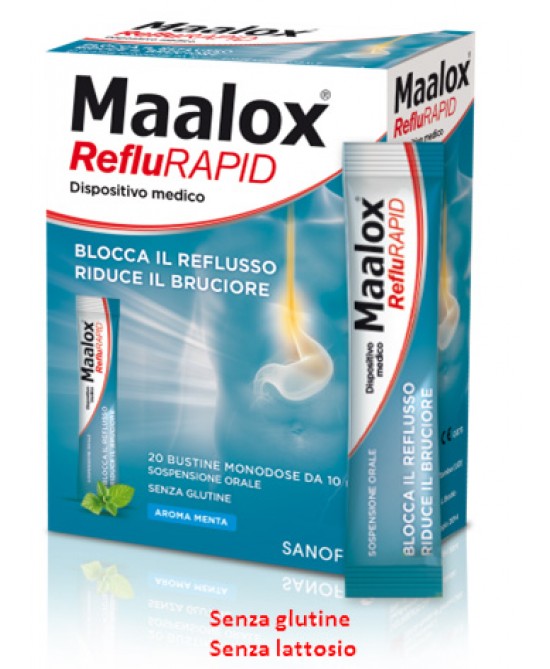 SOSPENSIONE ORALE MAALOX REFLURAPID 20 BUSTINE MONODOSE DA 10 ML - FARMAPRIME