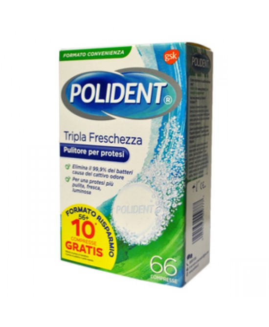 POLIDENT TRIPLA FRESCHEZZA 66 COMPRESSE - FARMAPRIME