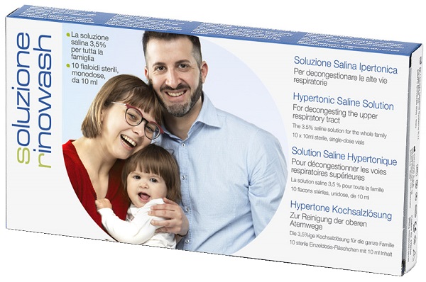 RINOWASH SOLUZIONE SALINA IPERTONICA PER PULIZIA NASO 10 FIALE RICHIUDIBILI X 10 ML - FARMAPRIME