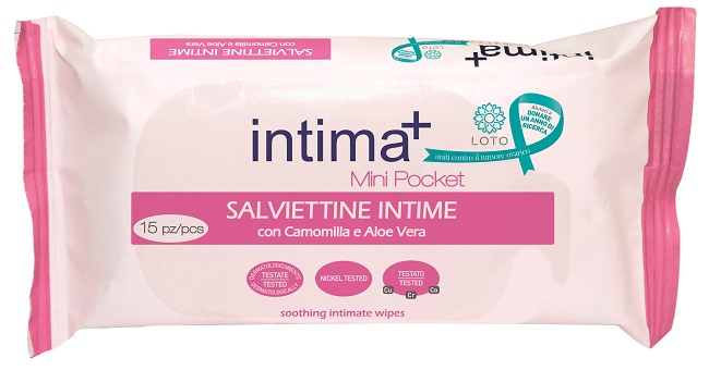 INTIMA+ SALVIETTINE INTIME CON CAMOMILLA E ALOE VERA MINI POCKET 15 PEZZI - FARMAPRIME