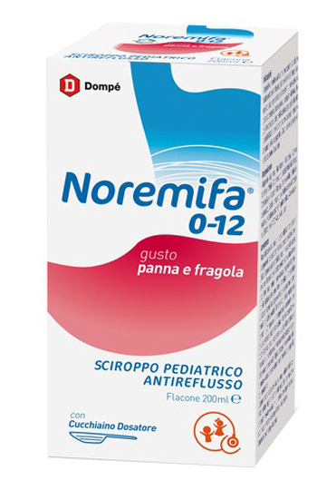 SCIROPPO PEDIATRICO ANTIREFLUSSO NOREMIFA 0-12 FLACONE 200 ML GUSTO PANNA E FRAGOLA - FARMAPRIME