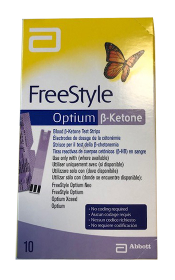 STRISCE MISURAZIONE CHETONEMIA OPTIUM BETA KETONE 10 PEZZI - FARMAPRIME