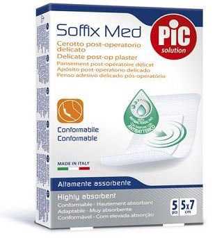 CEROTTO PIC SOFFIX MED IN TNT CON TAMPONE CENTRALE ASSORBENTE STERILE MONOUSO 5X7 CM ANTIBATTERICO 5 PEZZI - FARMAPRIME