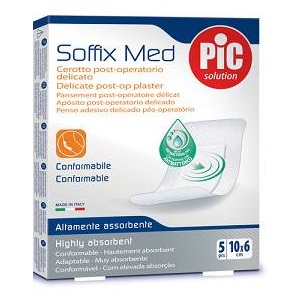 CEROTTO PIC SOFFIX MED IN TNT CON TAMPONE CENTRALE ASSORBENTE STERILE MONOUSO 10X6 CM ANTIBATTERICO 5 PEZZI - FARMAPRIME
