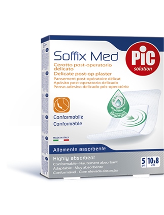 CEROTTO PIC SOFFIX MED IN TNT CON TAMPONE CENTRALE ASSORBENTE STERILE MONOUSO 10X8 CM ANTIBATTERICO 5 PEZZI - FARMAPRIME