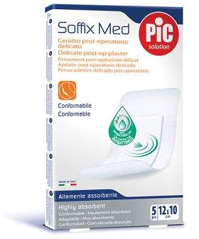 CEROTTO PIC SOFFIX MED IN TNT CON TAMPONE CENTRALE ASSORBENTE STERILE MONOUSO 10X12 CM ANTIBATTERICO 5 PEZZI - FARMAPRIME