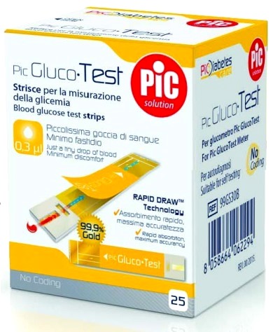 STRISCE MISURAZIONE GLICEMIA PIC GLUCOTEST 25 PEZZI - FARMAPRIME