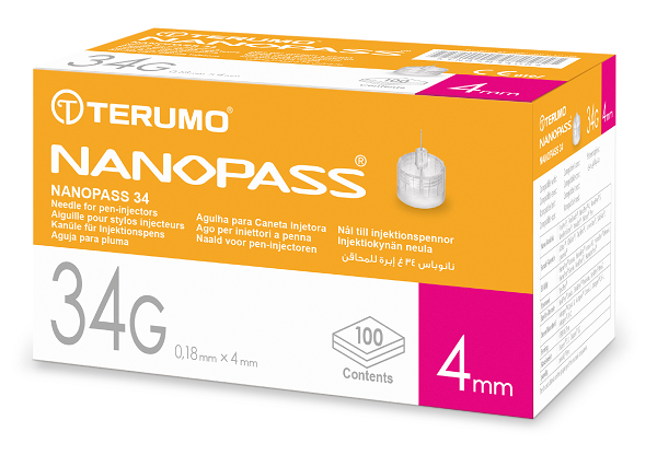 AGO PER PENNA DA INSULINA NANOPASS 34 GAUGE LUNGHEZZA 4 MM 100 PEZZI - FARMAPRIME