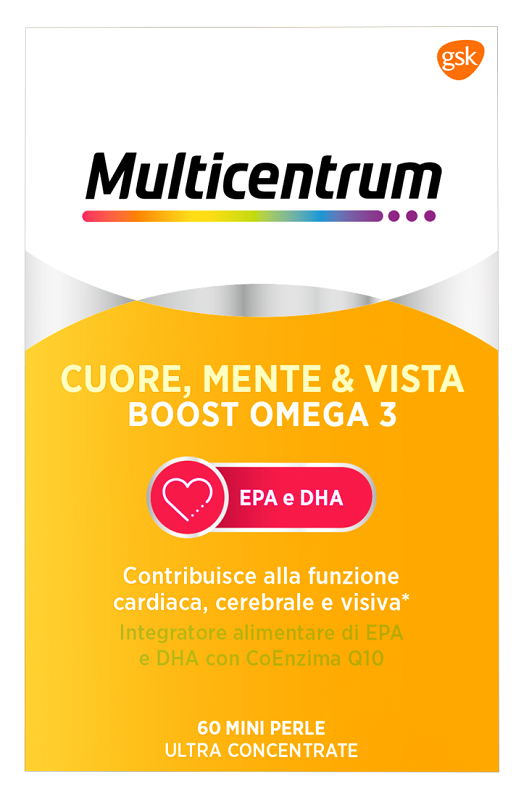 MULTICENTRUM CUORE MENTE E VISTA BOOST OMEGA 3 60 MINI PERLE - FARMAPRIME