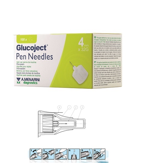 AGO PER PENNA DA INSULINA GLUCOJECT LUNGHEZZA 4 MM GAUGE 32 100 PEZZI - FARMAPRIME