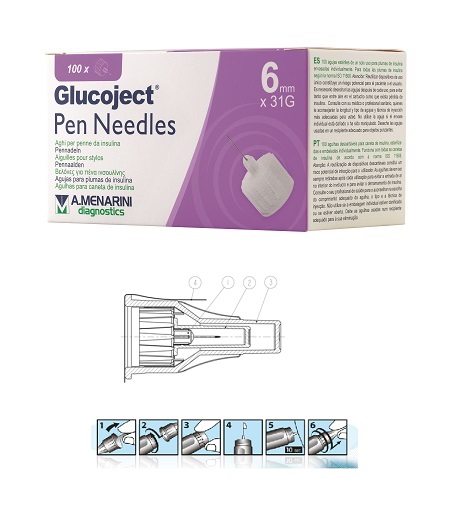 AGO PER PENNA DA INSULINA GLUCOJECT LUNGHEZZA 6 MM GAUGE 31 100 PEZZI - FARMAPRIME