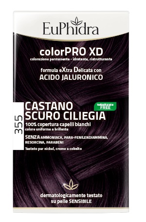 EUPHIDRA COLORPRO XD 355 CASTANO SCURO CILIEGIA GEL COLORANTE CAPELLI IN FLACONE + ATTIVANTE + BALSAMO + GUANTI - FARMAPRIME