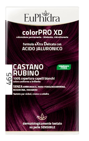 EUPHIDRA COLORPRO XD 465 CAST RUBINO GEL COLORANTE CAPELLI IN FLACONE + ATTIVANTE + BALSAMO + GUANTI - FARMAPRIME