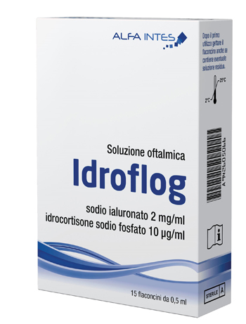 SOLUZIONE OFTALMICA IDROFLOG A BASE DI IALURONATO DI SODIO E IDROCORTISONE SODIO FOSFATO 15 FLACONCINI DA 0,5 ML - FARMAPRIME