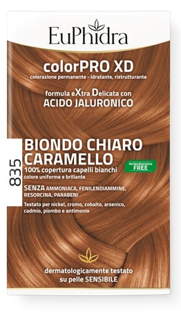 EUPHIDRA COLORPRO GEL COLORANTE CAPELLI XD 835 CARAMELLO 50 ML + ATTIVANTE + BALSAMO + GUANTI - FARMAPRIME