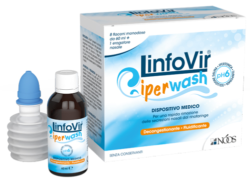 LINFOVIR IPERWASH SOLUZIONE SALINA IPERTONICA TAMPONATA 8 FLACONI DA 60 ML + 1 EROGATORE NASALE - FARMAPRIME