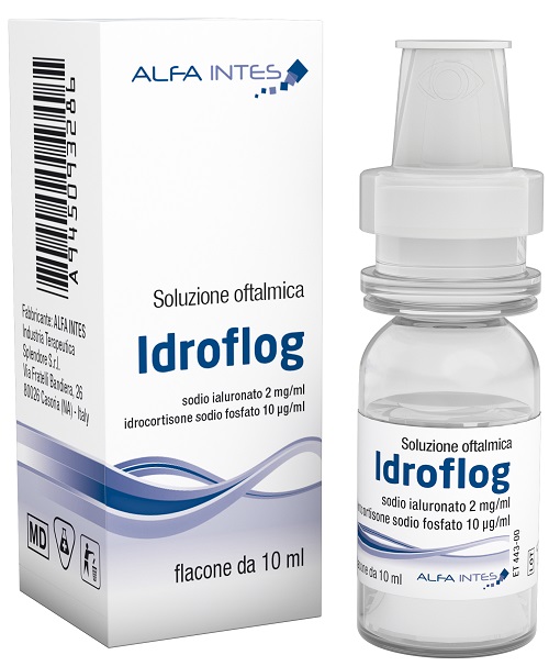 SOLUZIONE OFTALMICA IDROFLOG ACIDO IALURONATO 2 MG/ML E IDROCORTISONE SODIO FOSFATO 10 MCG/ML 10 ML - FARMAPRIME