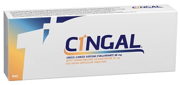 SIRINGA PRERIEMPITA INTRA ARTICOLARE CINGAL 4 ML 22MG/ML ACIDO RETICOLATO CON 4,5 MG/ML TRIAMCINOLONE ESACETONIDE - FARMAPRIME