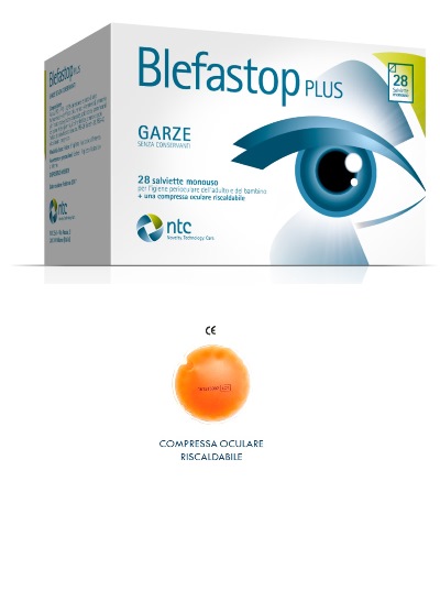 BLEFASTOP PLUS GARZA IN COTONE PIEGATA CON FILO DI BARIO 28 SALVIETTE MONOUSO + 1 COMPRESSA OCULARE RISCALDABILE - FARMAPRIME