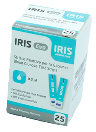 STRISCE MISURAZIONE GLICEMIA IRIS EVO 25 PEZZI - FARMAPRIME