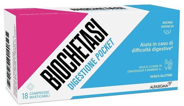 BIOCHETASI DIGESTIONE POCKET 18 COMPRESSE MASTICABILI - FARMAPRIME