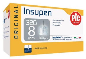 AGO PER PENNA PIC INSUPEN ORIGINAL GAUGE 32X8 MM 100 PEZZI - FARMAPRIME