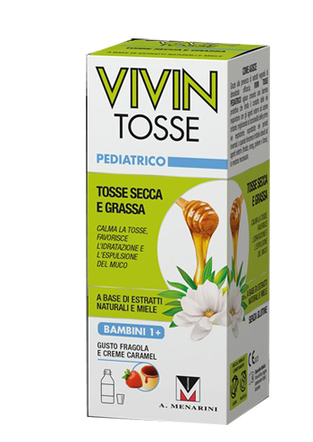 VIVIN TOSSE PEDIATRICO SCIROPPO PER TOSSE SECCA E GRASSA GUSTO FRAGOLA E CREME CARAMEL 150 ML - FARMAPRIME