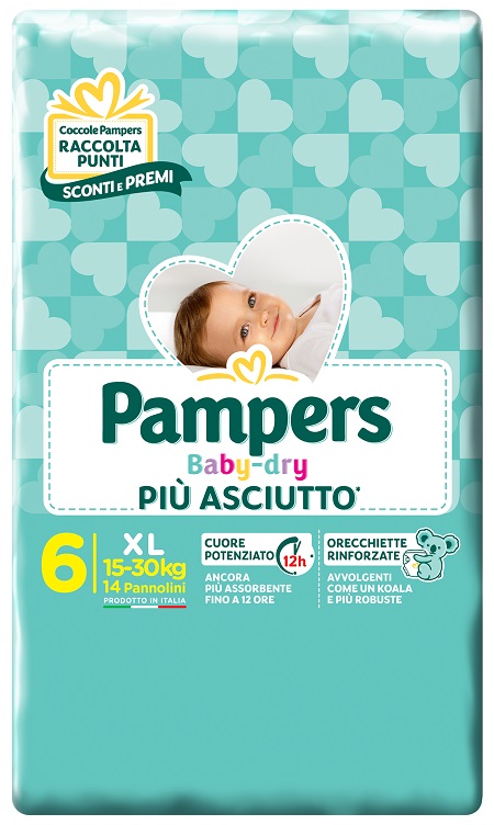PAMPERS BABY DRY DWCT XL 14 PEZZI - FARMAPRIME