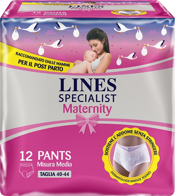 LINES SPECIALIST MATERNITY MUTANDINA ASSORBENTE PER PERDITE POST PARTO MISURA MEDIUM 12 PEZZI - FARMAPRIME