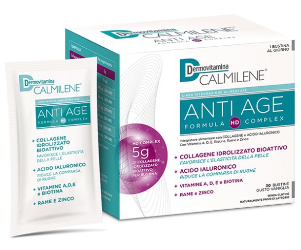 DERMOVITAMINA CALMILENE ANTIAGE IA A BASE DI COLLAGENE E ACIDO IALURONICO POLVERE 30 BUSTINE GUSTO VANIGLIA - FARMAPRIME