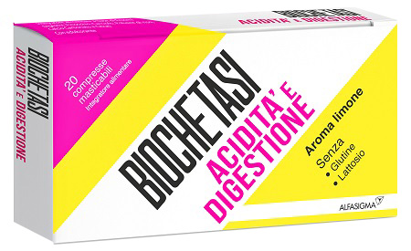 BIOCHETASI ACIDITA' E DIGESTIONE 20 COMPRESSE MASTICABILI AROMA LIMONE - FARMAPRIME