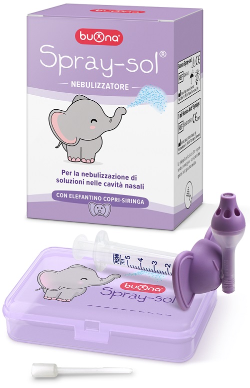 BUONA SPRAY-SOL NEBULIZZATORE SPRAY SOL + AGO CANNULA + SIRINGA LUER LOCK DA 5 ML + ELEFANTINO COPRI-SIRINGA + CONTENITORE - FARMAPRIME
