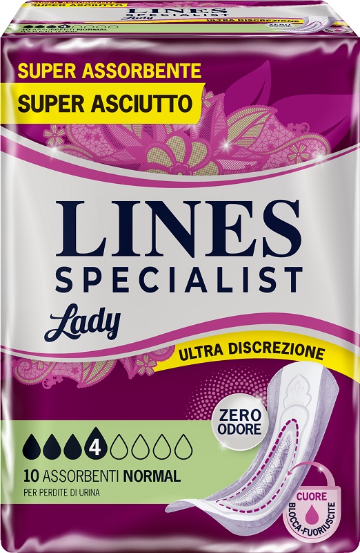 ASSORBENTI PER INCONTINENZA LINES SPECIALIST LADY NORMAL 10 PEZZI - FARMAPRIME