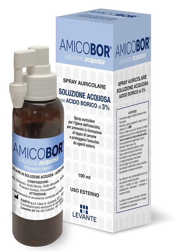 SOLUZIONE ACQUOSA PER IRRIGAZIONE DELL'ORECCHIO AMICOBOR 100 ML - FARMAPRIME