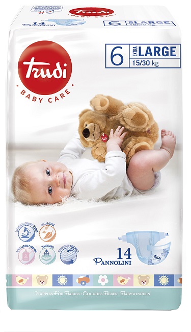 TRUDI BABY CARE PANNOLINO BAMBINI EXTRALARGE 15/30 KG 14 PEZZI - FARMAPRIME