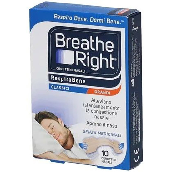 CEROTTI NASALI BREATHE RIGHT CLASSICI GRANDI 10 PEZZI - FARMAPRIME