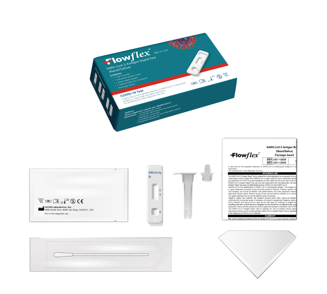 TEST ANTIGENICO RAPIDO COVID-19 FLOWFLEX DETERMINAZIONE QUALITATIVA ANTIGENI SARS-COV-2 IN TAMPONI NASALI/SALIVA MEDIANTE IMMUNOCROMATOGRAFIA USO PROFESSIONALE - FARMAPRIME