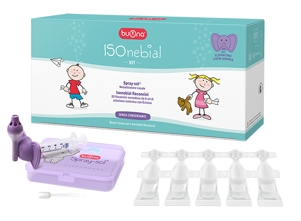ISONEBIAL KIT PULIZIA CAVITA' NASALI 20 FLACONCINI MONODOSE 5 ML + SIRINGA LUER LOCK SOFT-JECK + AGO CANNULA + NEBULIZZATORE SPRAY - FARMAPRIME