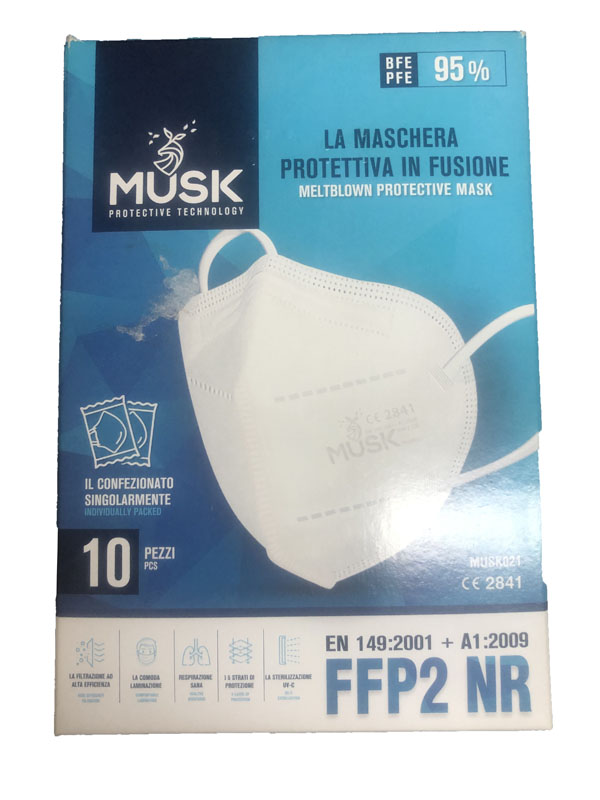 MUSK SEMIMASCHERA FILTRANTE FFP2 BIANCO 10 PEZZI - FARMAPRIME
