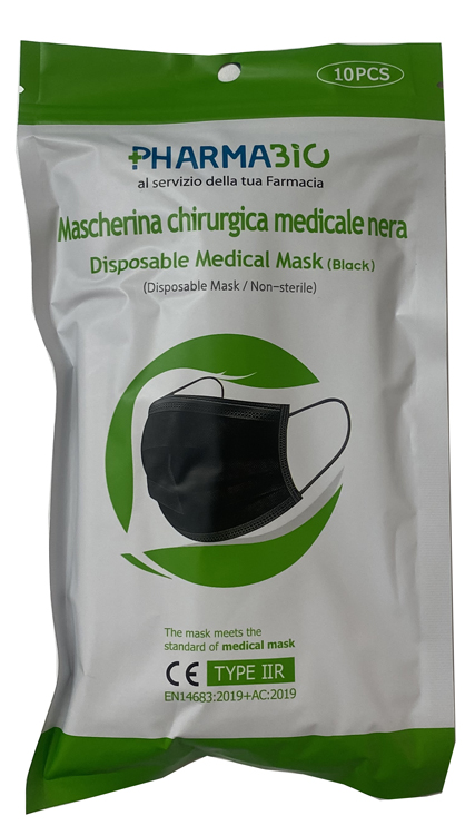MASCHERINA CHIRURGICA IIR NERA 10 PEZZI - FARMAPRIME