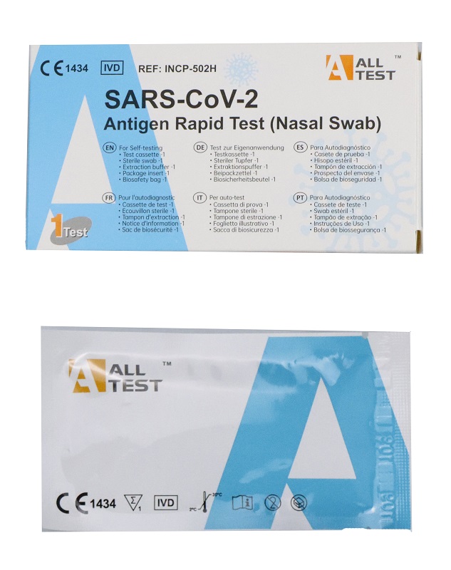 TEST ANTIGENICO RAPIDO COVID-19 ALLTEST AUTODIAGNOSTICO DETERMINAZIONE QUALITATIVA ANTIGENI SARS-COV-2 IN TAMPONI NASALI MEDIANTE IMMUNOCROMATOGRAFIA - FARMAPRIME