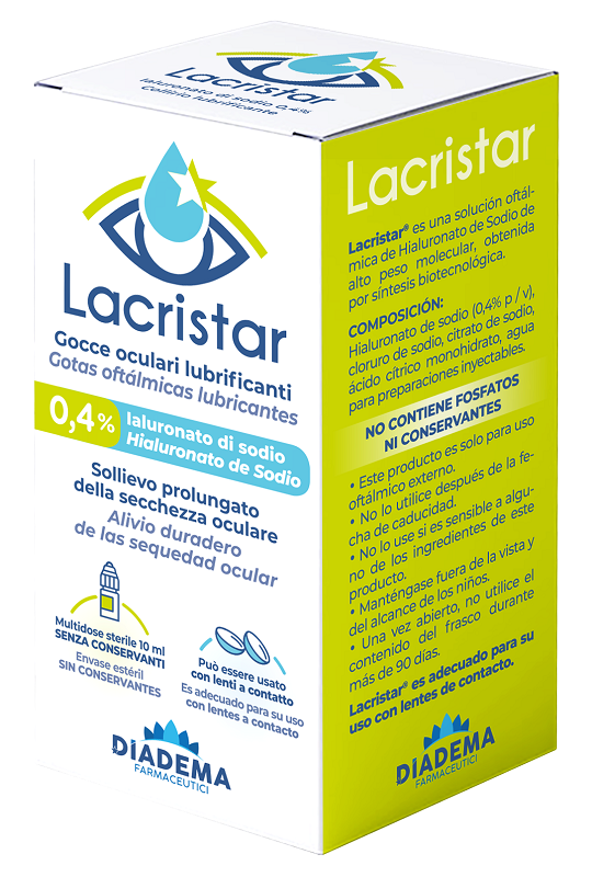 LACRISTAR GOCCE OCULARI LUBRIFICANTI 0,4% IALURONATO DI SODIO MULTIDOSE 10 ML - FARMAPRIME