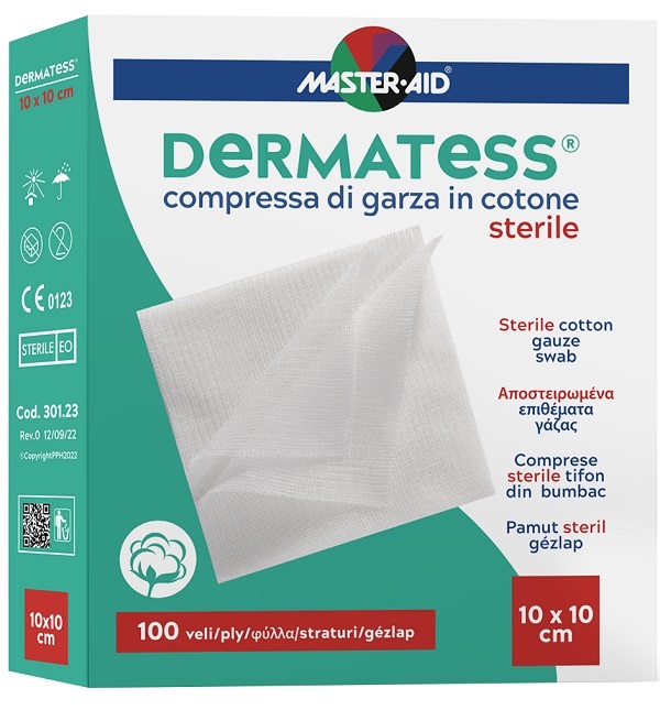 GARZA IDROFILA DERMATESS COTONE 10X10 100 VELI - FARMAPRIME