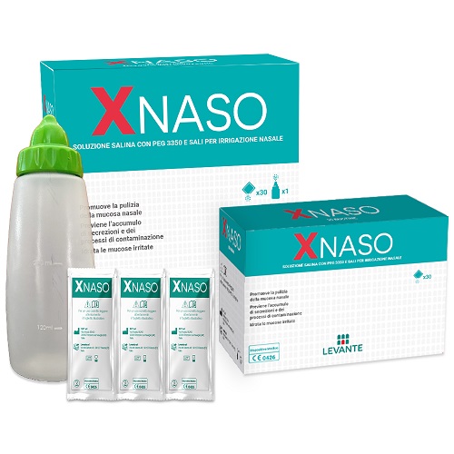 SOLUZIONE SALINA CON PEG 3350 E SALI PER IRRIGAZIONE NASALE XNASO 30 BUSTINE + 1 EROGATORE - FARMAPRIME