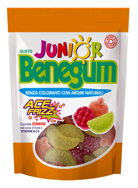 BENEGUM JUNIOR ACE FRIZZ CARAMELLE GOMMOSE CON SUCCO DI FRUTTA E VITAMINE A C E 90 G - FARMAPRIME